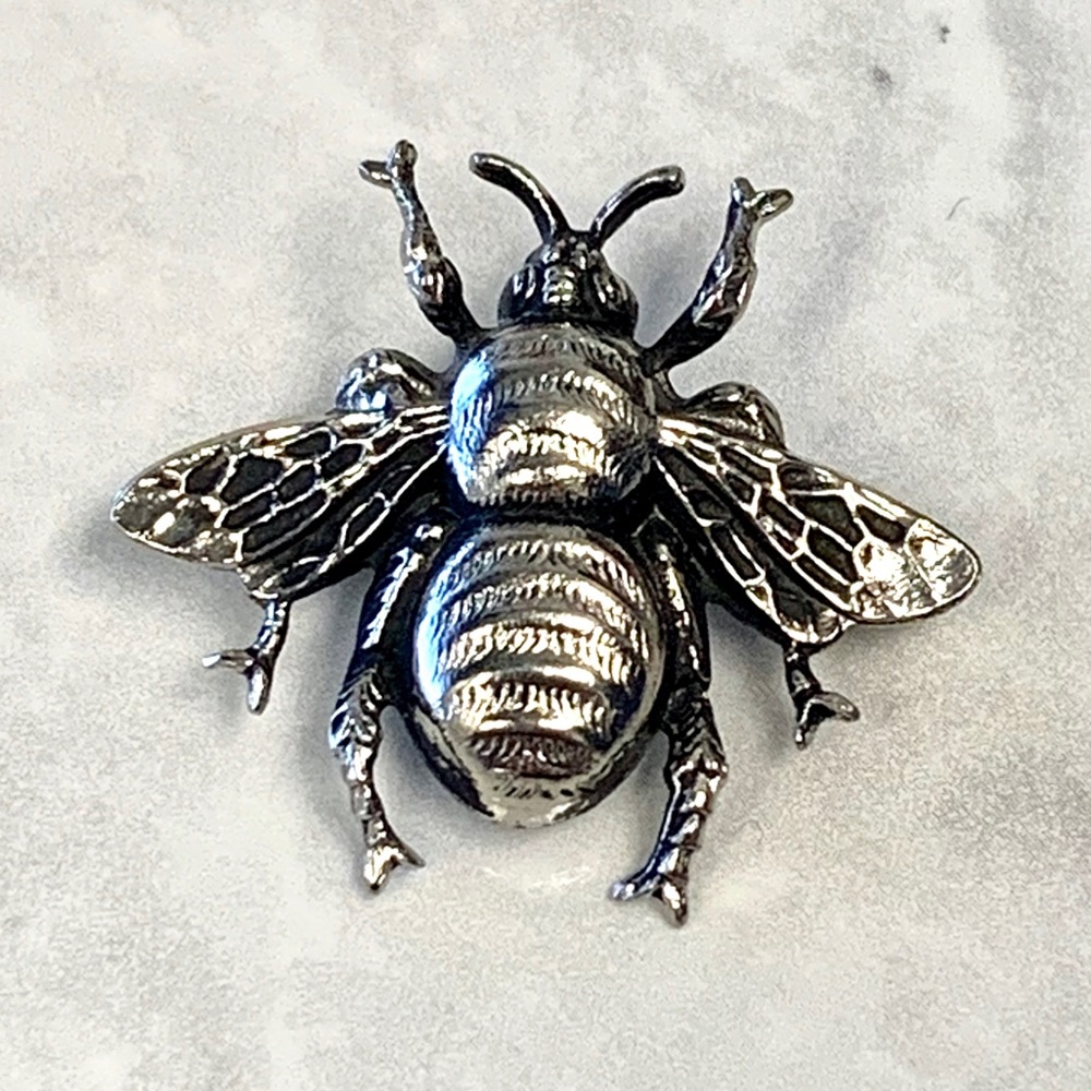 Vintage Goddess Diana Silver Bee Brooch Pin